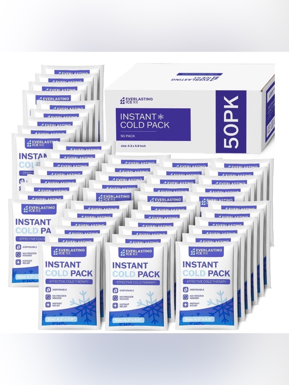 Instant Cold Pack - White & Blue (50 Pack)
